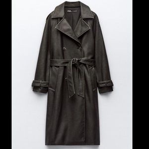 Zara trench coat distressed leather